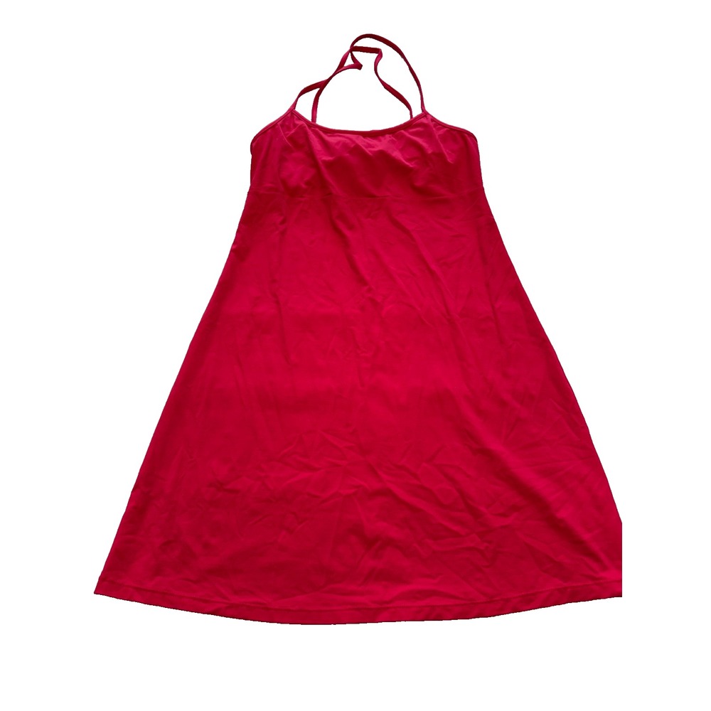 Athleta Shorebreak Swim Dress Womens M Red Halter Neck Activewear 31184